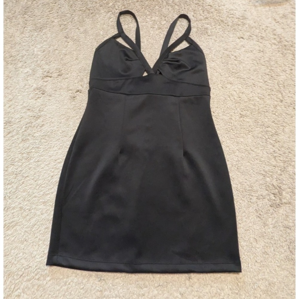 Fredericks of Hollywood Little Black Dress Sz L Mini Bodycon Cutout Cocktail LBD
